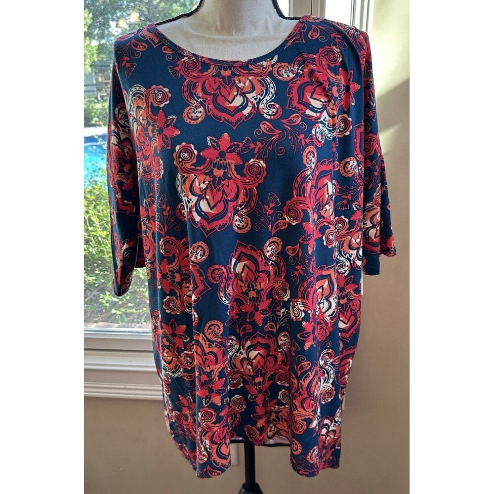 LulaRoe Irma Fleur De Lis Tunic Shirt Top, Sz L‎ Large, NWT